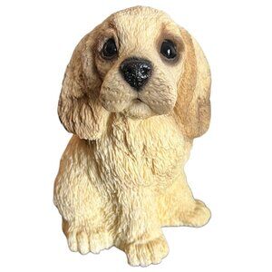 Cocker Spaniel Puppy Coin Bank Figurine Tan Resin 6" Tall